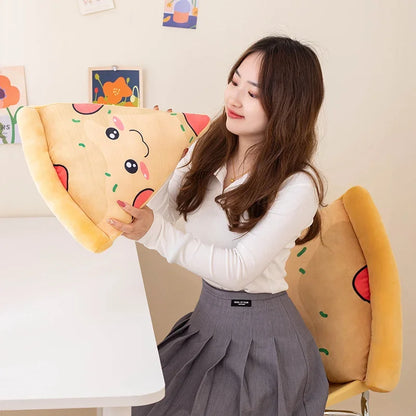 Floroux - Mignonne pizza en peluche avec un visage heureux pour des heures de câlins douillettes