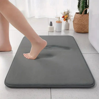 Tapis de bain en flanelle épais et absorbant - Tapis de porte antidérapant de couleur unie pour l'entrée de la salle de bain