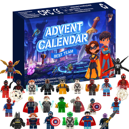 Calendrier de l'Avent de Noël 2024 pour enfants - 24 miniatures surprises des fêtes, cadeau de compte à rebours amusant