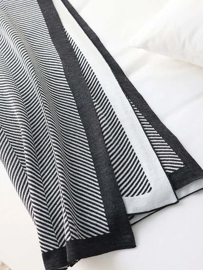 Couverture en tricot en chevrons luxueuse [130x180CM]