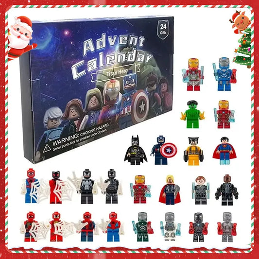 Calendrier de l'Avent de figurines d'action en PVC Marvel 24 pièces - Cadeau de compte à rebours de Noël pour enfants