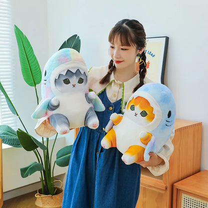 Floroux - Chat câlin ludique en costume de requin mignon pour enfants