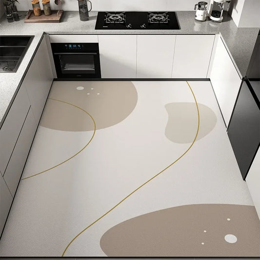 Tapis de cuisine moderne en PVC – Tapis de sol imperméable et résistant à l'huile pour une décoration intérieure élégante