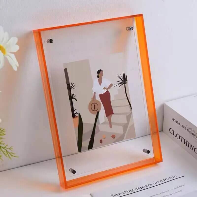 Cadre photo flottant en acrylique fluorescent des années 80