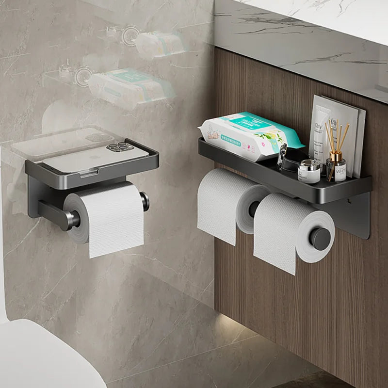 LuxeHold – Porte-rouleau de toilette multifonctionnel élégant