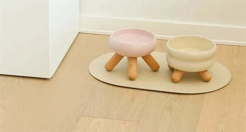 Bol en céramique pour chats avec trois pieds, pour nourriture et eau