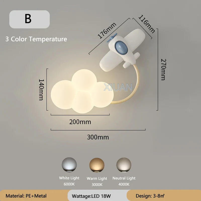 CartoonAirplane Light – Lampe murale ludique pour la chambre d'enfant