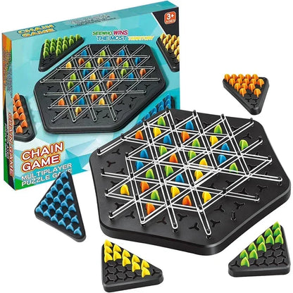 Jeu d'échecs Triangle Strategy pour 2-4 joueurs - Jeu de société amusant en famille pour enfants et adultes avec défi de bande en caoutchouc