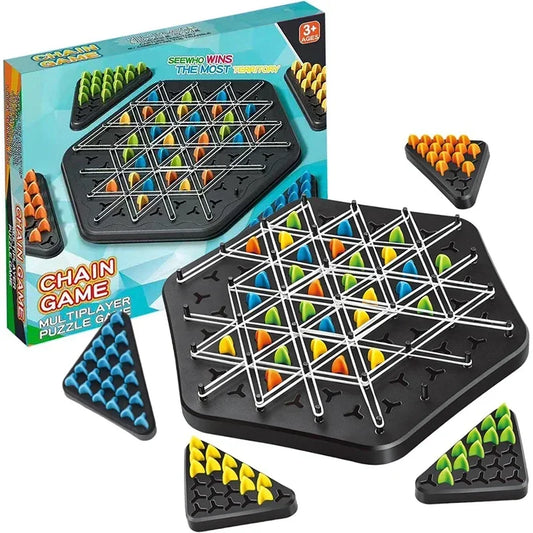 Jeu d'échecs Triangle Strategy pour 2-4 joueurs - Jeu de société amusant en famille pour enfants et adultes avec défi de bande en caoutchouc