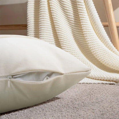 Coussin Boho - Housse de coussin géométrique beige avec franges