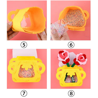 Ensemble de bricolage de fleurs Montessori fait main - Jouets colorés de pot de fleurs DIY pour enfants, cadeau créatif d'apprentissage précoce
