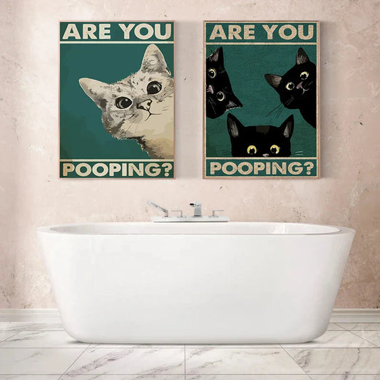 Êtes-vous en train de faire caca ? - Art mural vintage pour salle de bain