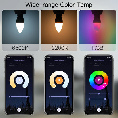 Ampoule LED Tuya Zigbee E14 - Lampe à bougie WiFi RGB Contrôle via SmartLife Google Alexa Apps