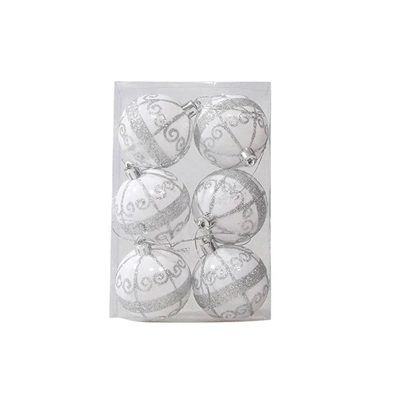 Charming Décoration de Noël - Ensemble de 6 Boules de Noël Élégantes en Flocon de Neige