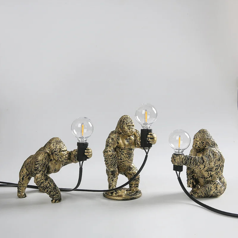 Floroux Gorilla Lampe de table | Lampe de nuit LED | Éclairage de table animalier pour la maison
