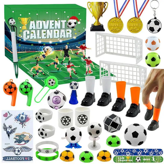 Calendrier de l'Avent de Noël sur le thème du football 2024 - Jouet de compte à rebours en blocs de construction pour enfants
