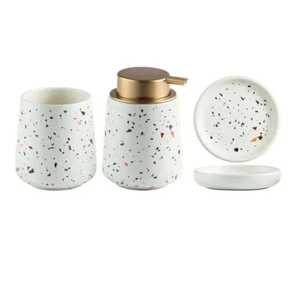 Accessoires de salle de bain en terrazzo peint nordique