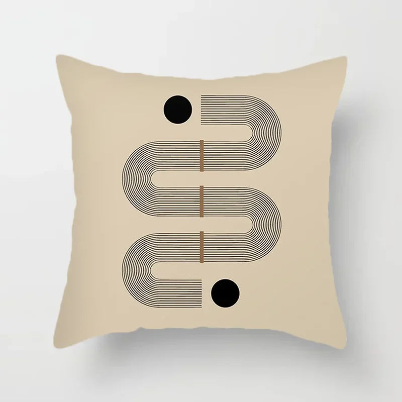 Aurum Housse de coussin - Housse de coussin moderne noir et blanc avec impression artistique abstraite