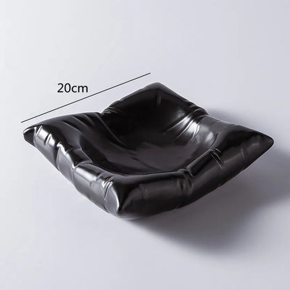 Floroux Creative Ceramic Bowl | Imitation Cushion Design | Elegant Tableware