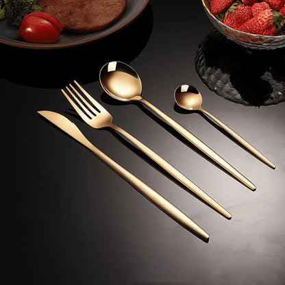 Set de vaisselle en or de 24 pièces en acier inoxydable