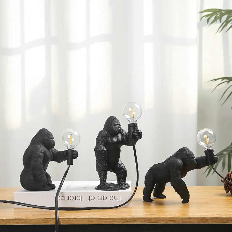 Floroux Gorilla Lampe de table | Lampe de nuit LED | Éclairage de table animalier pour la maison