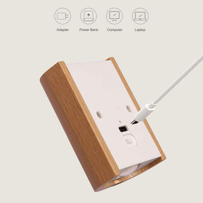 Ensemble de 2 lampes murales USB en bois rechargeables