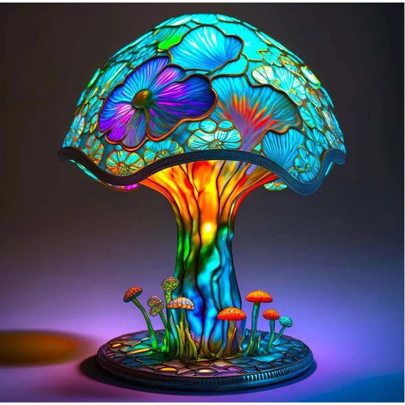 Floroux - Lampe de table champignon colorée