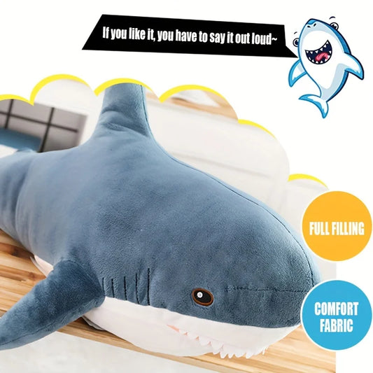 Coussin en peluche Kawaii requin - Jouet en peluche mignon pour enfants, cadeau animal doux pour anniversaire, compagnon de câlin pour garçons et filles