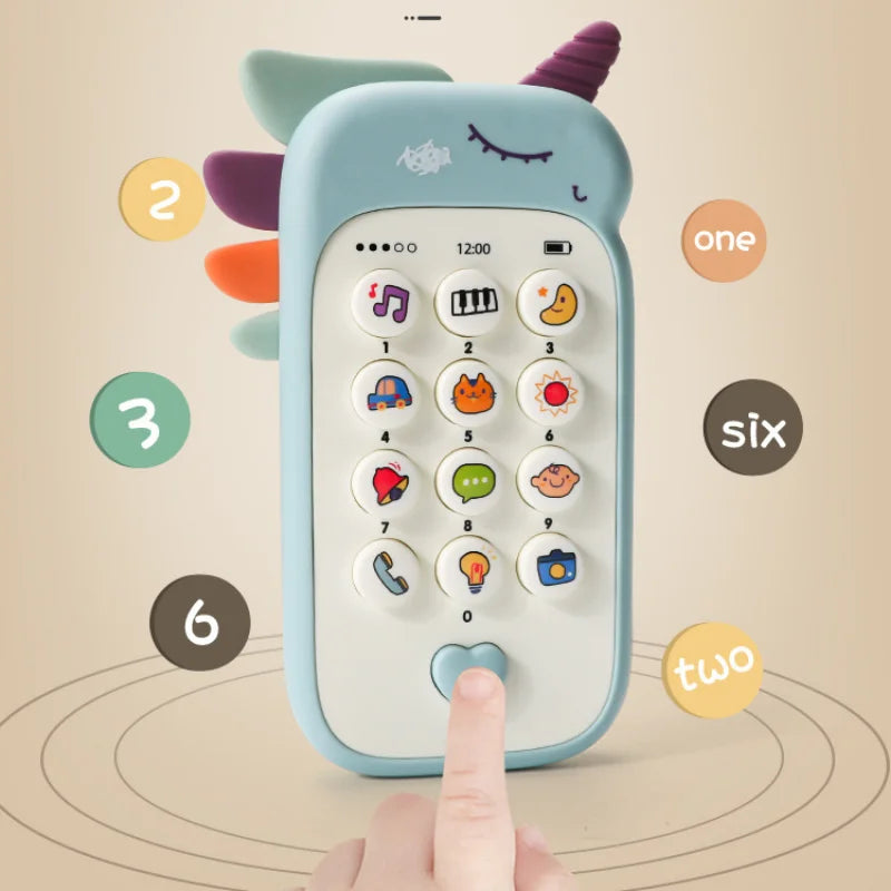 Jouet téléphone musical pour bébé avec anneau de dentition - Téléphone sonore d'apprentissage précoce pour nourrissons, idéal comme cadeau pour enfants pour dormir et jouer