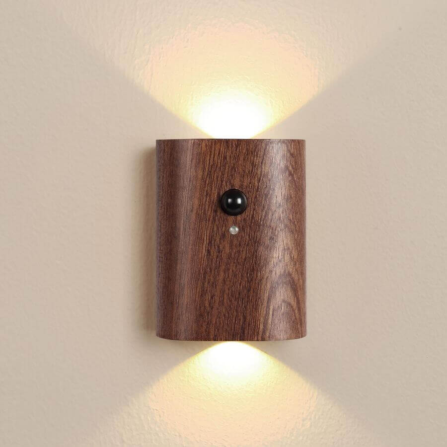 Ensemble de 2 lampes murales USB en bois rechargeables