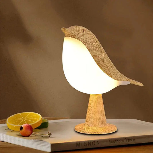 OiseauLumi - Lampe de Nuit en Bois Élégante