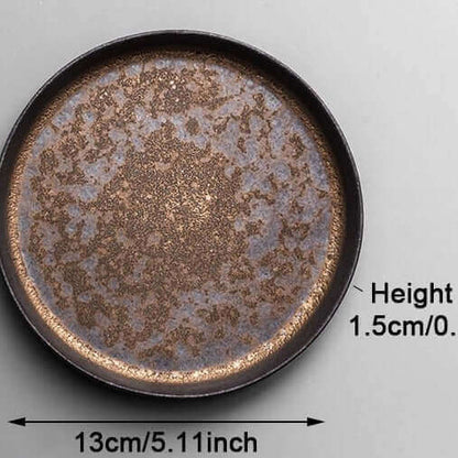 Tasse rétro japonaise avec glaçure rouillée et poignée en bois