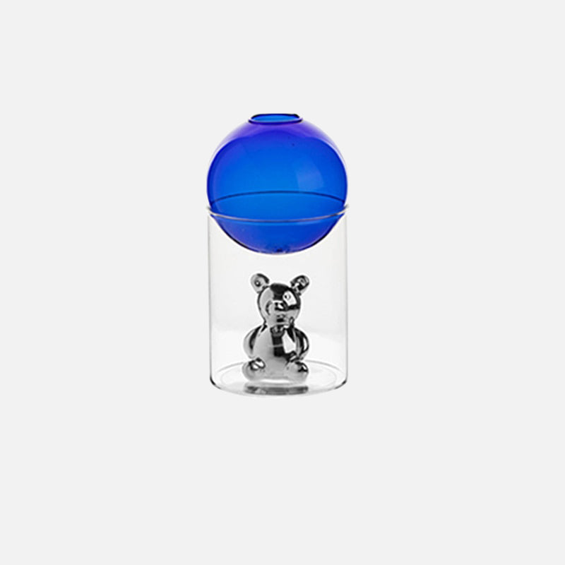 Floroux Glass Vase | Galactic Design | Decorative Vase | Bear-Shaped Glass Vase for Flowers and Decoration