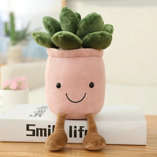 Coussin Succulent en Peluche – Coussin Décoratif Créatif en Design de Pot pour Chambre d'Enfant et Salon, Cadeau Idéal