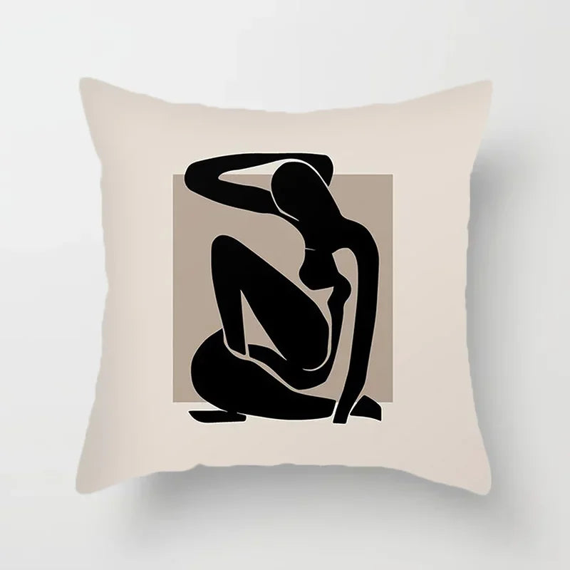 Aurum Housse de coussin - Housse de coussin moderne noir et blanc avec impression artistique abstraite