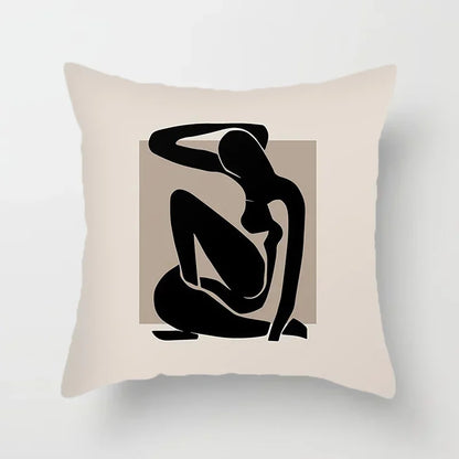 Aurum Housse de coussin - Housse de coussin moderne noir et blanc avec impression artistique abstraite