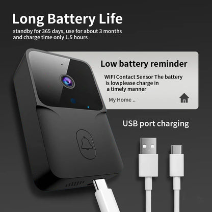 Belle caméra de porte vidéo sans fil Tuya HD - Détection de mouvement PIR WiFi et alarme contrôlée via les applications SmartLife Google Alexa