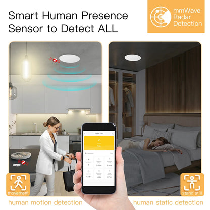 Détecteur de présence humaine intelligent Tuya Zigbee - Contrôle de détection photométrique WiFi via les applications SmartLife Google Alexa