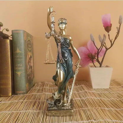Floroux Déesse de la Justice Statue | Sculpture en Bronze Antique | Décor pour Maison & Bureau