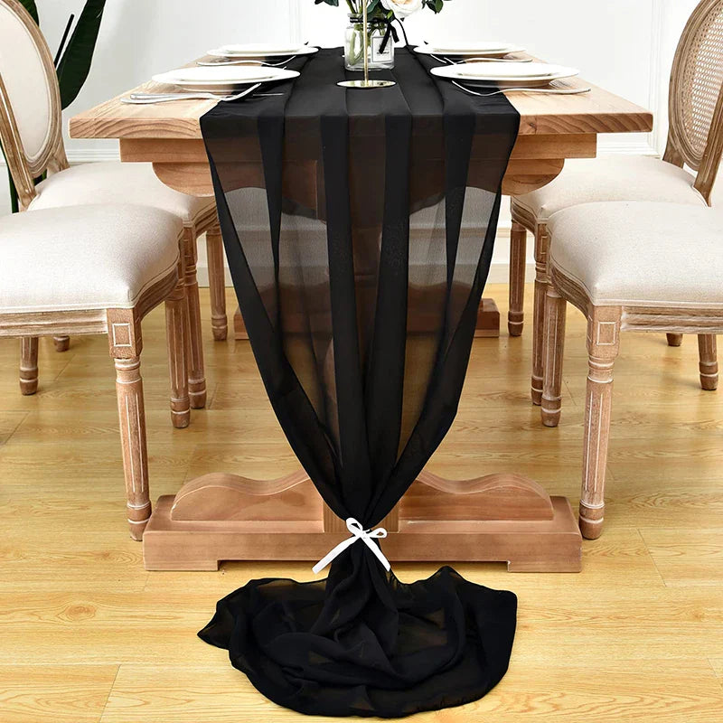 Chemin de table en chiffon unicolore luxueux au design rustique Boho avec des franges – Décoration de table parfaite pour les mariages, les baby showers, Pâques, la Saint-Valentin et la maison