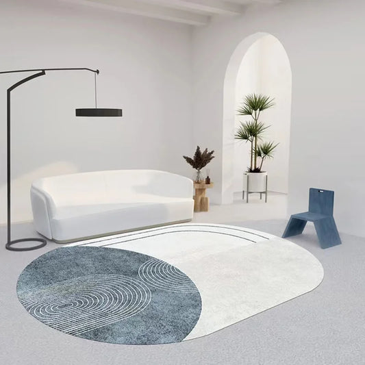 Tapis Wabi-Sabi – Tapis peluche doux et ovale pour le salon et la chambre, design nordique, épais tapis de canapé, décoration élégante pour la maison