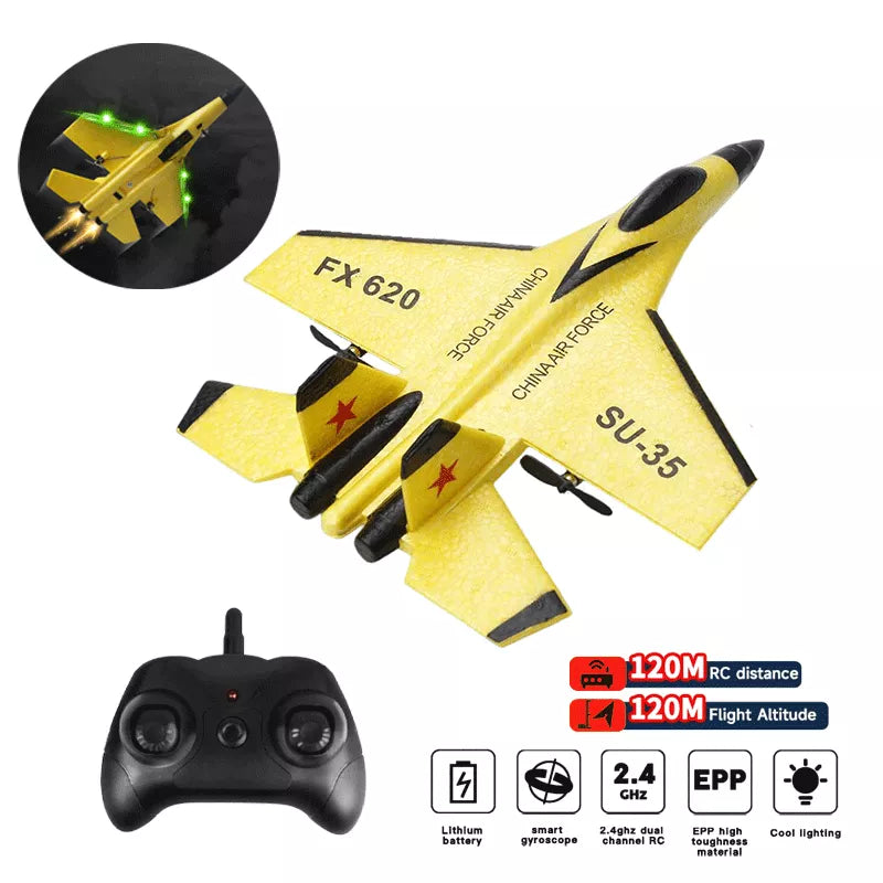 EPP Télécommande Avion de Chasse SU-35 - Avion Planeur 2.4G pour Enfants, Jouet Facile à Piloter