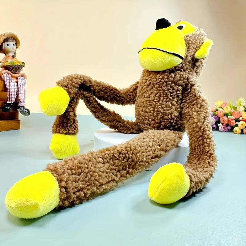 Floroux - Jouet en peluche doux et câlin en forme de singe pour chiens avec résistance aux morsures