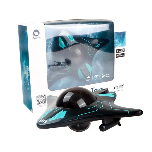 Bateau téléguidé mini WiFi avec caméra sous-marine - Transmission en temps réel, portée de 15 m, parfait pour les cadeaux de Noël des enfants