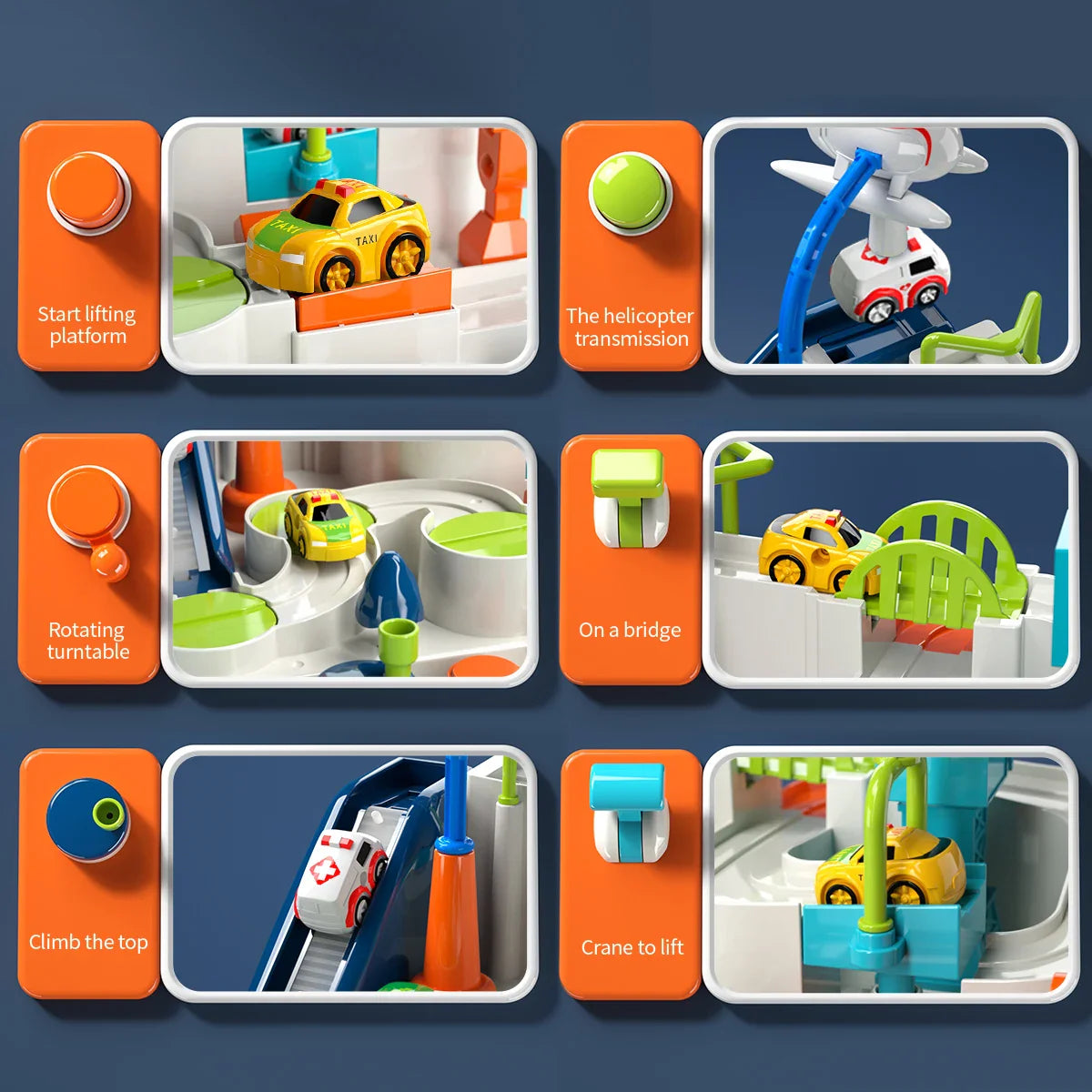 Set de jeu de piste automobile d'aventure pour enfants - Parc de secours urbain et jeu de puzzle, cadeau de préscolaire