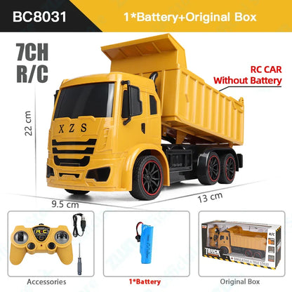 Set de Véhicules de Construction RC Professionnel - Jouet Excavateur en Alliage 2.4G & Camion Benne pour Enfants