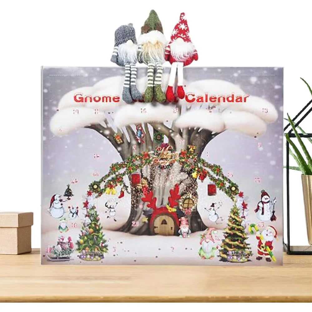 Calendrier de l'Avent Gnome de Noël en Peluche - Décor Scandinave pour le Compte à Rebours des Fêtes, 3 Gnomes Tomte Collectionnables