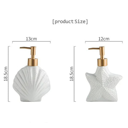 Floroux soap dispenser | Nautical design | Seashell and starfish pattern | Bathroom decor
