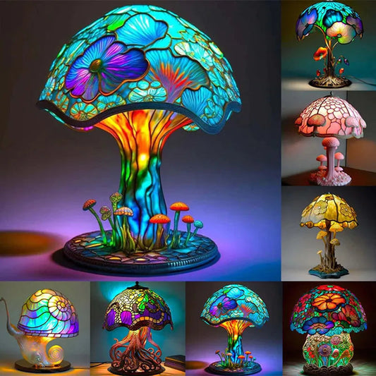 Floroux - Lampe de table champignon colorée