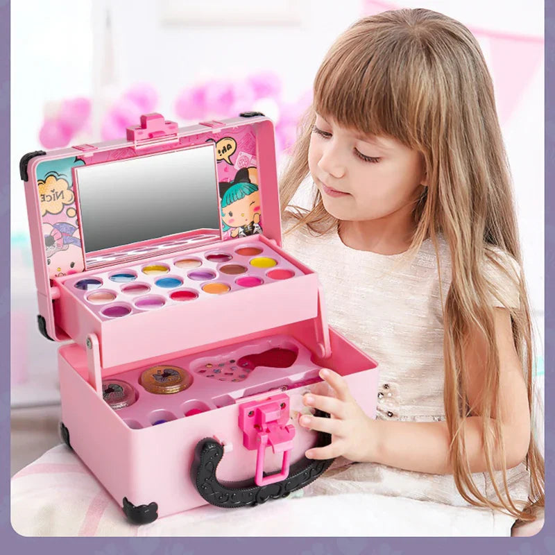 Set de maquillage de princesse pour enfants - Kit cosmétique sûr et non toxique avec rouge à lèvres et ombre à paupières
